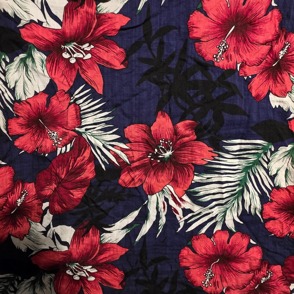 JOGAL Men's XL Hawaiian Shirt Red Hibiscus Floral Tropical Button Up Aloha - Picture 2 of 5